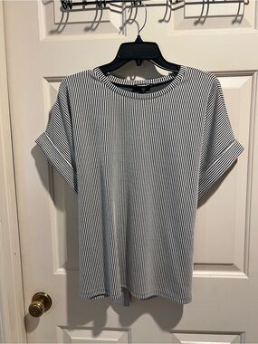 Express Black and White Striped Knit Top